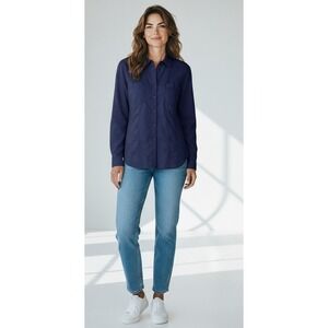 Chicos‎ Button Down Shirt Women's Size 3 XL Long Sleeve Blue Casual Top